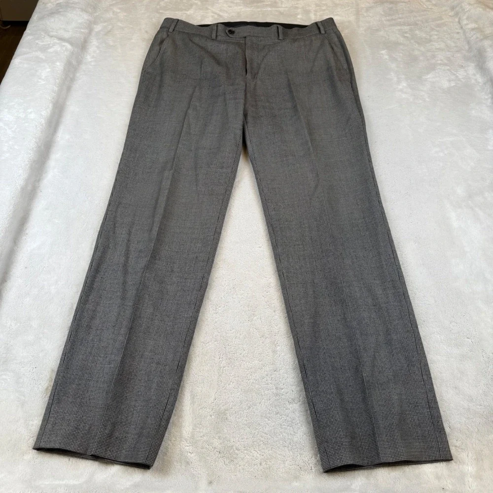 Lauren Ralph‎ Lauren Mens 36x32 Wool Dress Pants Houndstooth Gray Black